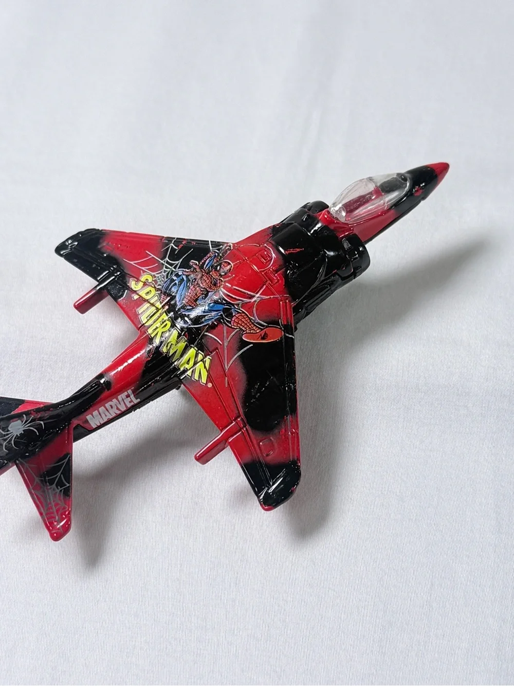 Marvel Spider-Man Diecast Toy Jet Airplane Red/Black Vintage 2004